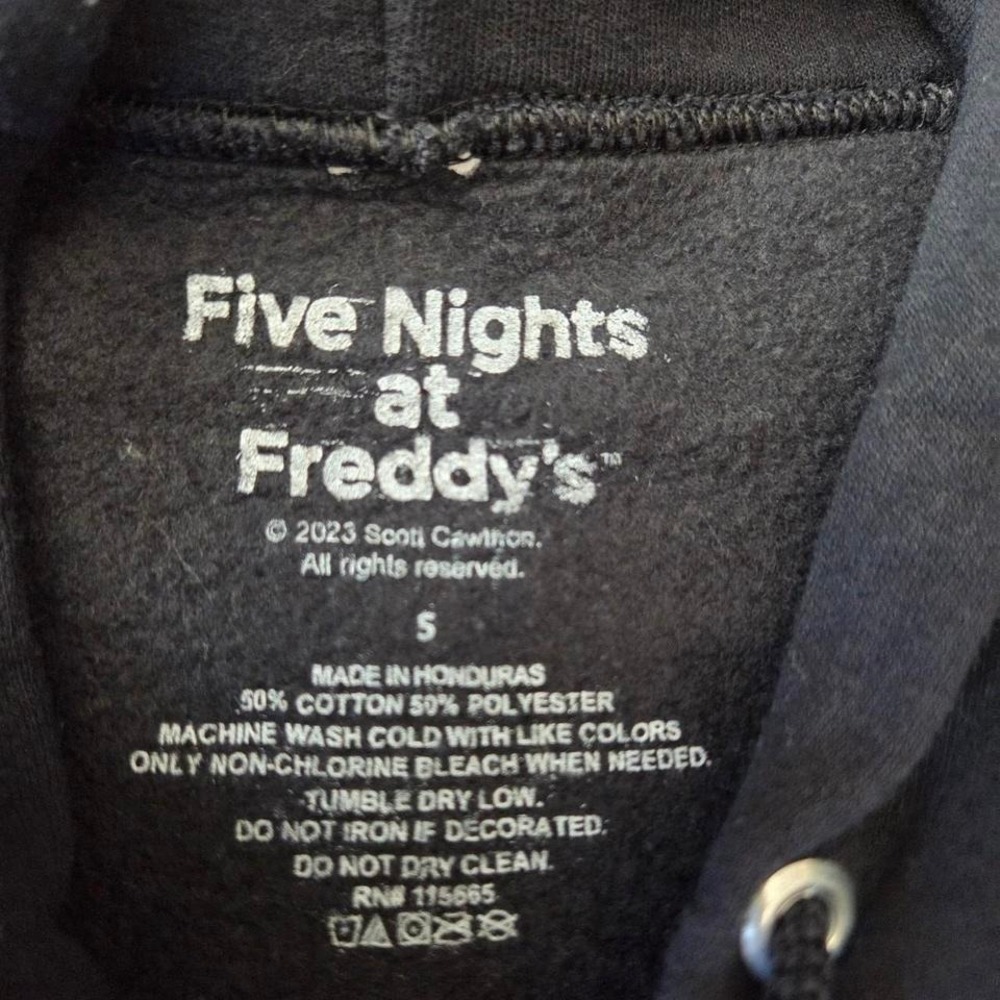 Five Night At Freddy's Jacket Mens Small Black Hooded Drawstring Security Breach - Picture 3 of 6
